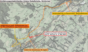 Umfahrungsmöglichkeit Untere Hubelbrücke Schönried